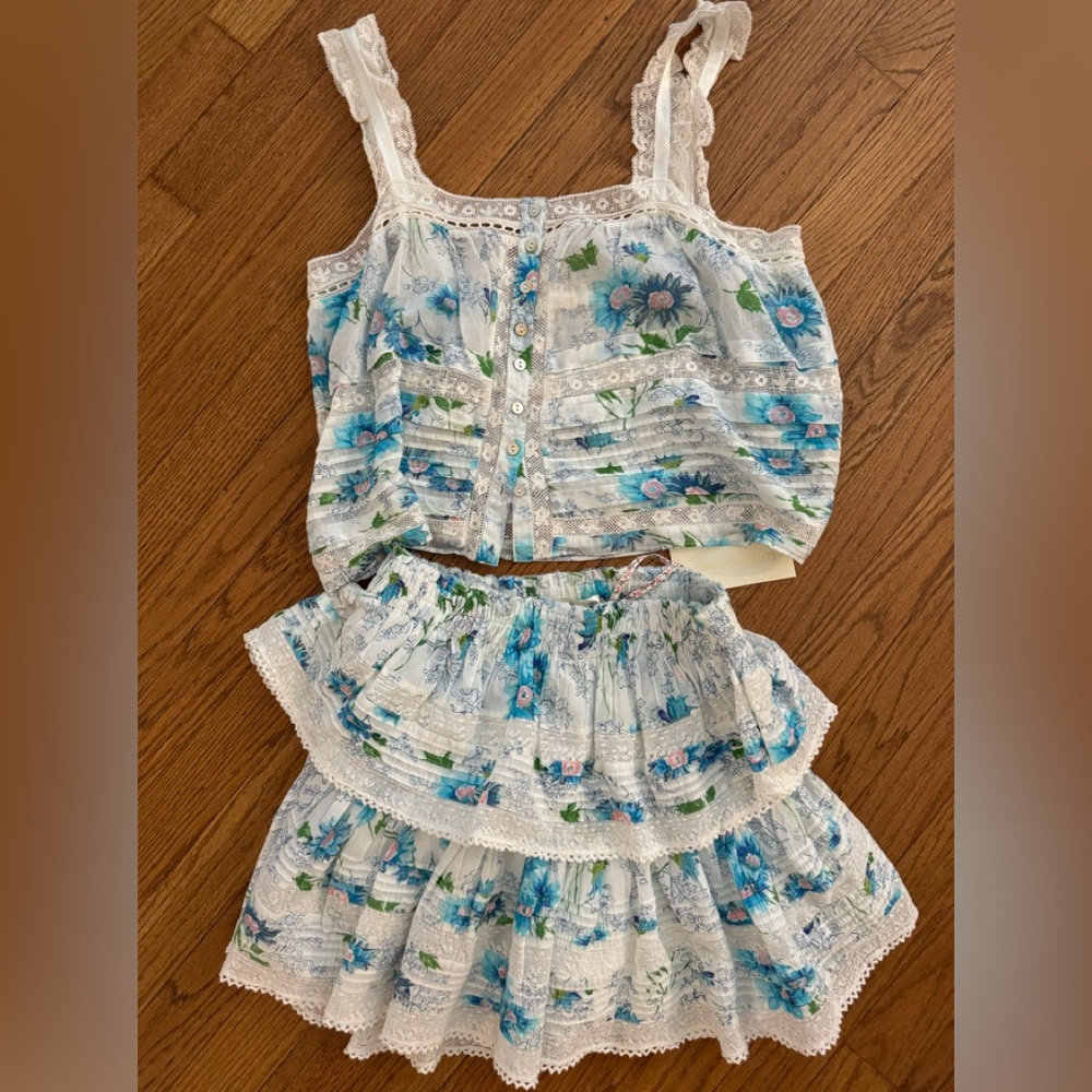 LoveShackFancy blue floral set Small